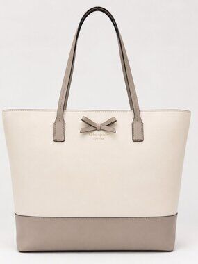 Kate Spade New York Cedar Street Harmony Tote Cream Beige Taupe Bow Purse